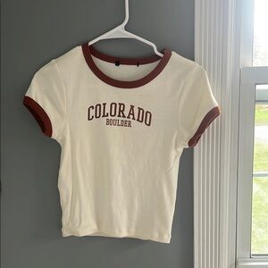 Forever 21 Cream and Brown Crop Top